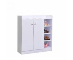 Scarpiera In Legno Scaffalatura Scaffale Per Scarpe Armadio Bianco Opaco 83x30x90 Cm Benzoni