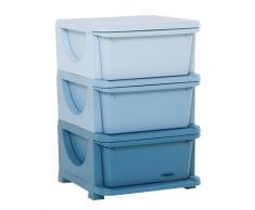 Cassettiera Per Cameretta 3 Cassetti 37x37x56,5 Cm In Plastica Blu