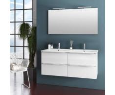 Mobile Da Bagno Sospeso Con Doppio Lavabo E Doppia Lampada A Led Tft Luna Bianco Lucido