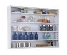 Vetrina Portaoggetti Da Bagno 4 Ripiani 80x11x60 Cm In Mdf Con Ante In Vetro Vanelli Bianco