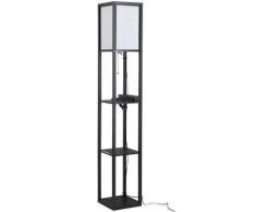 Lampada Da Terra Con 3 Ripiani In Mdf Con Paralume In Tessuto 26x26x160 Cm Benzoni Nera