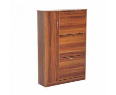 Scarpiera Con 3 Ante A Ribalta E Unanta Porta Ombrelli In Legno Noce 80x24x120 Cm Benzoni