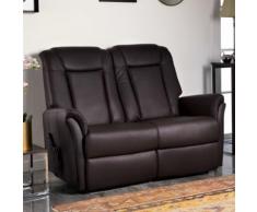 Divano 2 Posti Reclinabile A 1 Motore Stones Twin Zero Wall Ecopelle Marrone