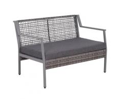 Divano Panchina Da Giardino A 2 Posti In Rattan Sintetico E Alluminio Grigio 118x75x79 Cm Miozzi