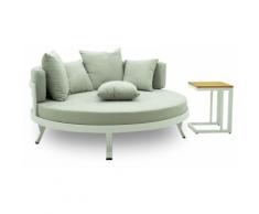 Divano Letto Da Esterno Ø160 Cm Con Tavolino In Alluminio Afrodite Bianco E Grigio