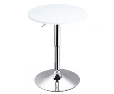 Tavolino Da Bar Ø60x69-93 Cm In Metallo E Mdf Bianco