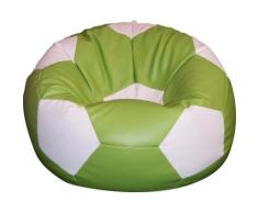 Poltrona A Sacco Pouf Ø100 Cm In Ecopelle Baselli Pallone Da Calcio Verde Limone E Bianco