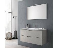 Mobile Da Bagno Sospeso Con Lavabo Specchio E Lampada A Led Tft Marte Grigio Effetto Pietra