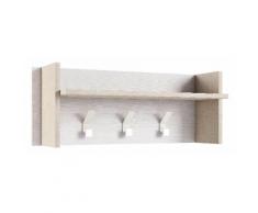 Pannello Appendiabiti Da Ingresso 3 Ganci 90x29x34 Cm In Mdf Vanelli Bianco E Rovere