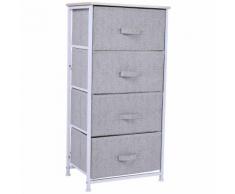 Mobiletto Cassettiera Da Cucina In Acciaio E Legno Bianco E Grigio 45x30x92 Cm Benzoni