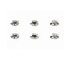 Set 6 Tazzine Da Caffè Con Piattini Villa Deste Wonderland Nero