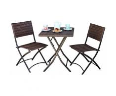Set Tavolino E 2 Sedie Pieghevoli Da Giardino In Metallo E Wicker Manieri Moka
