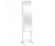 Armadio Portagioie E Trucchi Con Specchio E Illuminazione Led Automatica Bianco 30x146x36 Cm Benzoni