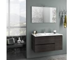 Mobile Da Bagno Sospeso Con Lavabo Specchio E Lampada A Led Tft Febe Rovere Wengè
