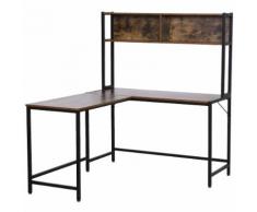 Scrivania Da Ufficio Ad Angolo Porta Pc In Legno E Metallo 140x125x149 Cm Benzoni Marrone Scuro