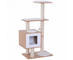 Albero Tiragraffi Per Gatti In Sisal Con Cuccia Piattaforme E Giochi 60x40x120 Cm Riotti
