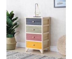 Cassettiera 4 Cassetti In Legno Massello 40x30x67 Cm Fumer Sandy Multicolore