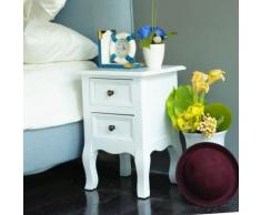 Comodino Con 2 Cassetti 35x31x49,5 Cm In Legno Massello E Mdf Fumer Teo Bianco