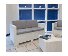 Set Salotto Da Giardino Con Divano 2 Poltoncine Tavolo In Resina Bauer Bianco