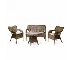 Set Salotto Da Giardino 2 Poltrone Tavolino Divano In Rattan Adami Kariba Grigio