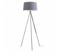 Lampada Da Terra Treppiedi Grigia Metallo Paralume Tessuto Interno Moderno E27 Ambiente I-marilyn-pt Gr