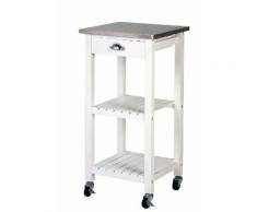 Carrello Da Cucina In Legno Bianco E Inox Tosini Kt004s