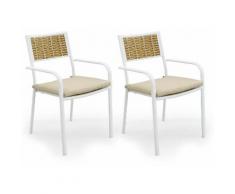Set 2 Sedie Da Giardino In Alluminio Con Braccioli Kraus Leonardo Bianche