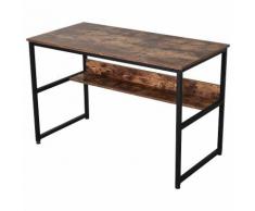 Scrivania Da Ufficio Porta Pc In Acciaio E Legno 120x60x77 Cm Benzoni Marrone Scuro