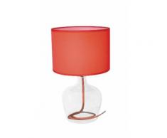 Abat Jour Paralume Tessuto Rosso Base Vetro Trasparente Interno Moderno E27 Ambiente I-hendrix-l