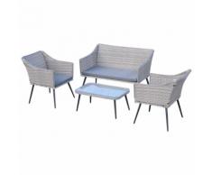 Set Da Giardino Divano 2 Poltrone 1 Tavolino Miozzi Oslo Grigio