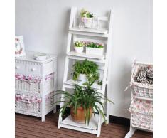 Portapiante Scaffale 4 Ripiani In Legno Massello 41x34x111,5 Cm Fumer Kelvin Bianco