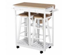 Carrello Da Cucina Pieghevole Con 2 Sgabelli In Mdf Benzoni Bianco
