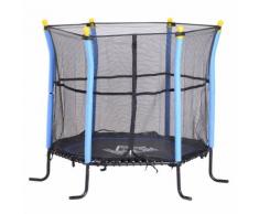 Trampolino Tappeto Elastico Per Bambini Ø155x122.5 Cm Con Rete Di Sicurezza Nero E Blu Benzoni
