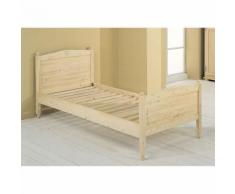 Letto Singolo Con Doghe In Legno Abete Grezzo 90x205x83cm Fumer Country