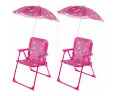 Set 2 Sedie Mare Spiaggine Pieghevoli Per Bambini Con Ombrello Soriani Oxford Glamour