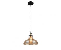 Sospensione Metallo Paralume Vetro Colorato Lampadario Rustico E27 Ambiente I-isabel-s1