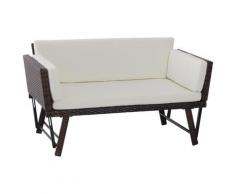 Divano Da Giardino 2 Posti Trasformabile In Lettino In Rattan Sintetico Bianco 129x66x79 Cm Miozzi