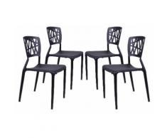 Set 4 Sedie Da Giardino In Polipropilene Vandi Milano Nere