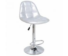 Sgabello Con Seduta Girevole E Alzata A Gas In Eco Pelle Silver Da Bar