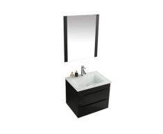 Mobile Bagno Sospeso 60 Cm Lavabo E Specchio Vorich Easy Nero