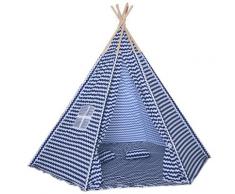 Casetta Tenda Indiana Per Bambini 2x2x1,7m In Poliestere E Legno Blu