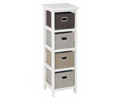 Cassettiera 4 Cesti 25x25x73,5 Cm In Legno Massello Fumer Thea Bianca
