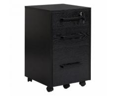 Cassettiera Portadocumenti Da Ufficio 39,2x40x65,4 Cm 3 Cassetti Hmc Nera