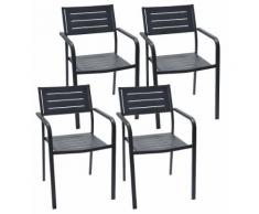 Set 4 Sedie Da Giardino 54x58x84 Cm In Acciaio Con Braccioli Pasotti Dorio Antracite