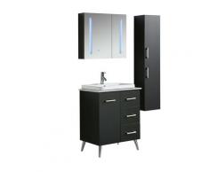Mobile Bagno 80 Cm Lavabo Specchiera E 1 Pensile Vorich Space England Nero