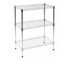 Scaffale In Acciaio Cromato 3 Ripiani 60x35x76 Cm Fumer