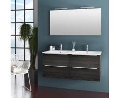 Mobile Da Bagno Sospeso Con Doppio Lavabo E Doppia Lampada A Led Tft Luna Rovere Wengè