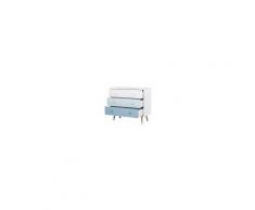 Homcom Mobile Cassettiera con Gambe in Legno di Pino 3 Cassetti Bianco e Blu 90 x 42 x 80cm