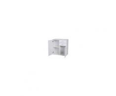Homcom Mobiletto Cassettiera 2 Cassetti 2 Ante con Ripiano Regolabile in Legno, Bianco, 71x35x76cm