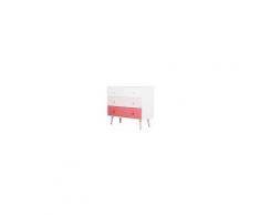 Homcom Mobile Cassettiera con Gambe in Legno di Pino 3 Cassetti Bianco e Rosa 90 x 42 x 80cm